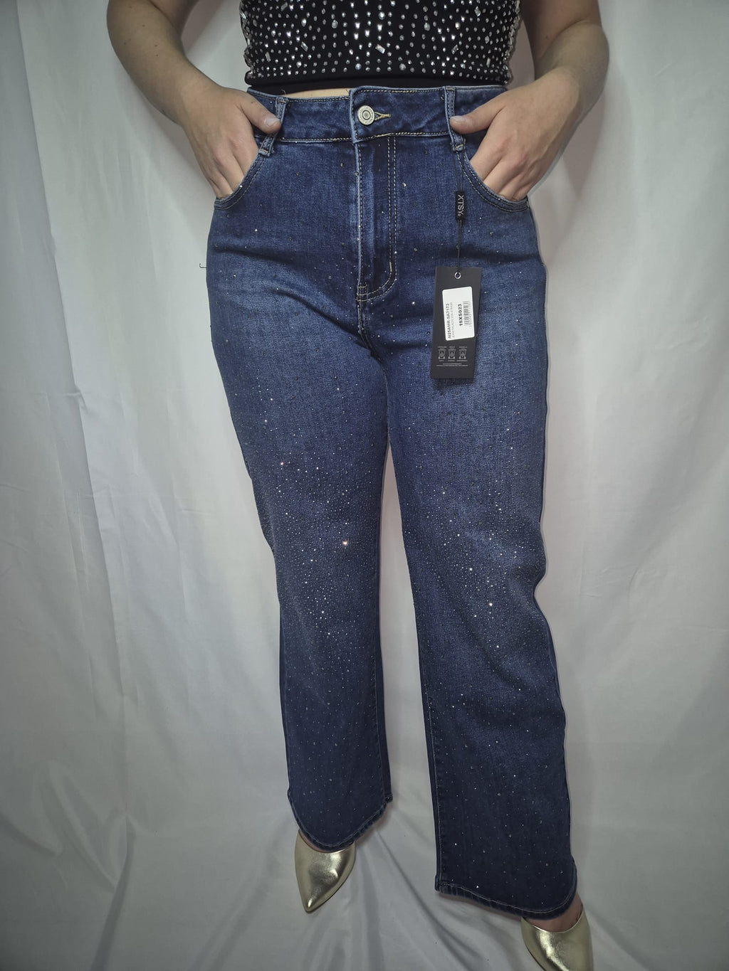 Jeans Palazzo con strass
