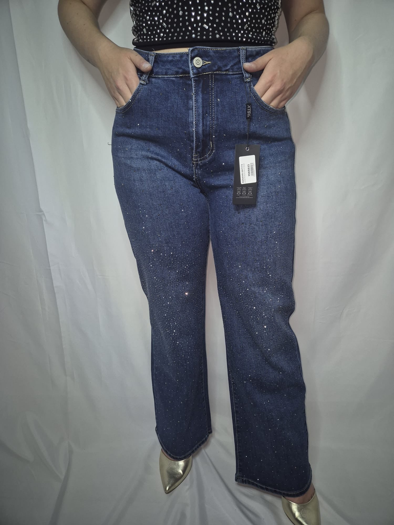 Jeans Palazzo con strass